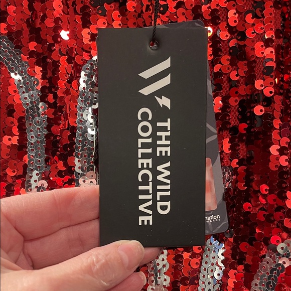 Womens Red Sequin Ohio state Crop Top - Picture 3 of 4